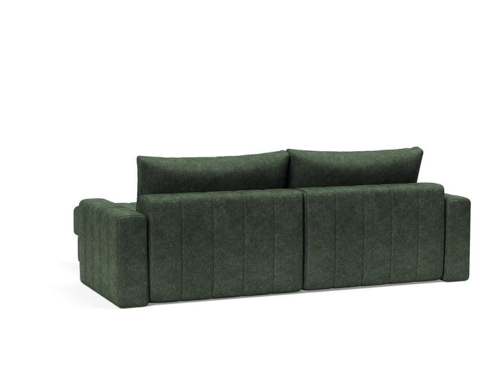 Canapea extensibila cu sezlong si brate, Akello, Avella Pine Green, 187x200 cm