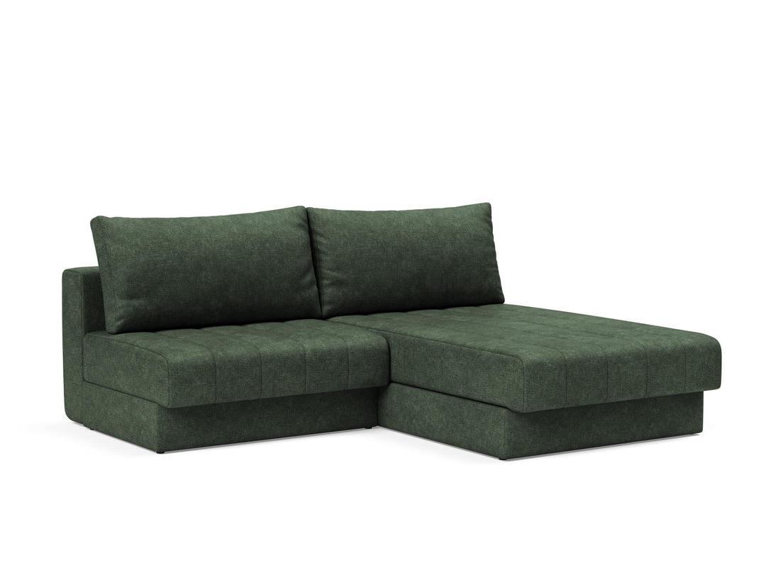 Canapea extensibila cu sezlong, Akello, Avella Pine Green, 187x200 cm