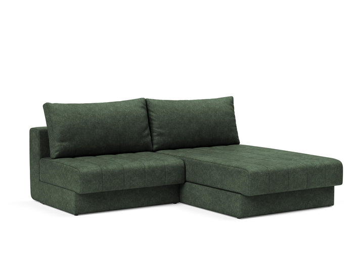 Canapea extensibila cu sezlong, Akello, Avella Pine Green, 187x200 cm