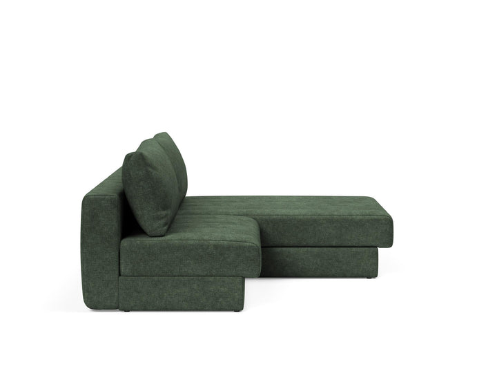 Canapea extensibila cu sezlong, Akello, Avella Pine Green, 187x200 cm