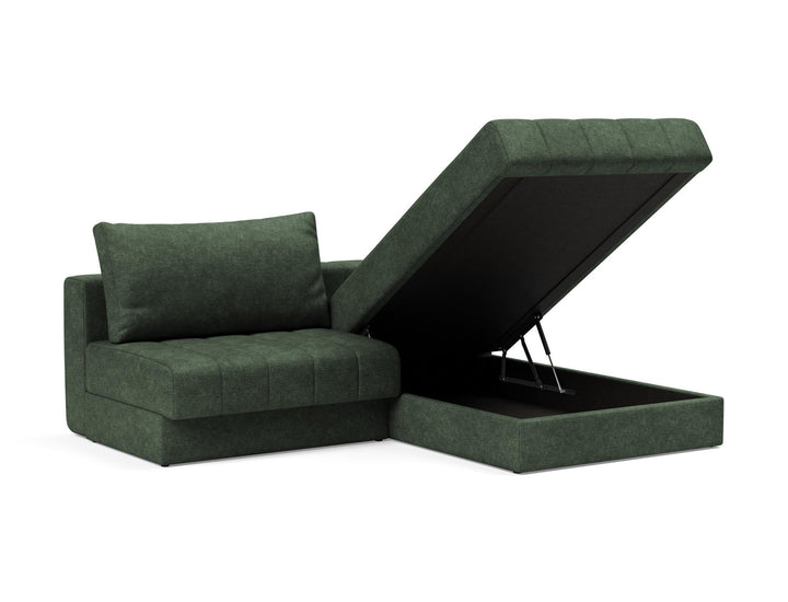 Canapea extensibila cu sezlong, Akello, Avella Pine Green, 187x200 cm