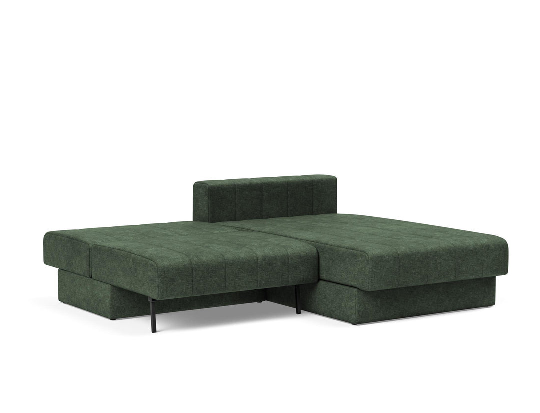 Canapea extensibila cu sezlong, Akello, Avella Pine Green, 187x200 cm