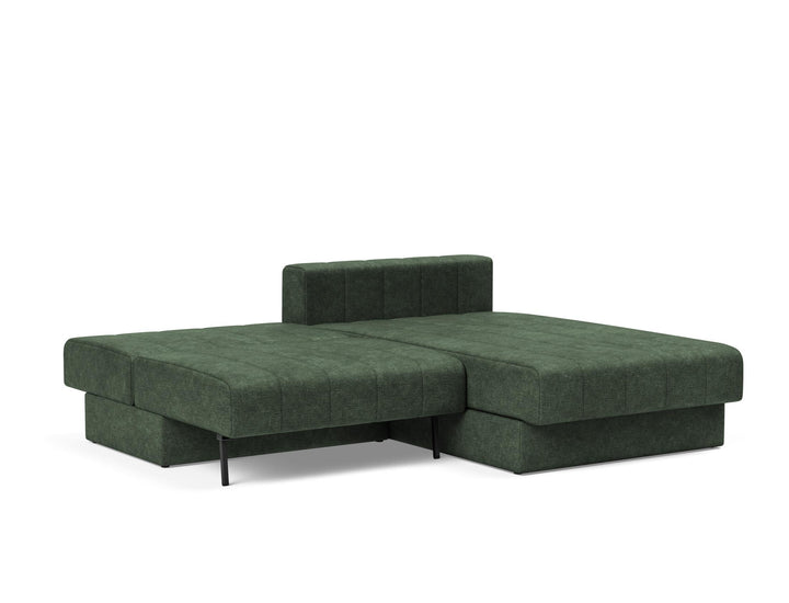Canapea extensibila cu sezlong, Akello, Avella Pine Green, 187x200 cm