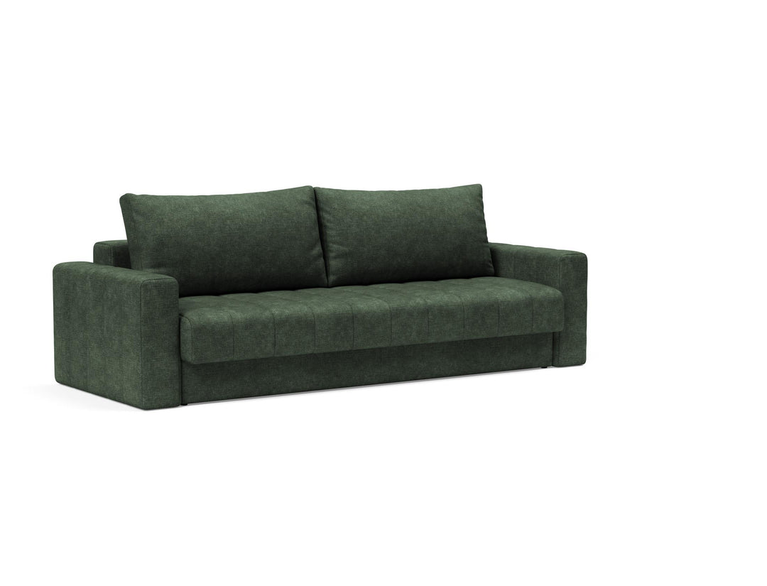 Canapea extensibila cu brate, Akello, Avella Pine Green, 140x200 cm