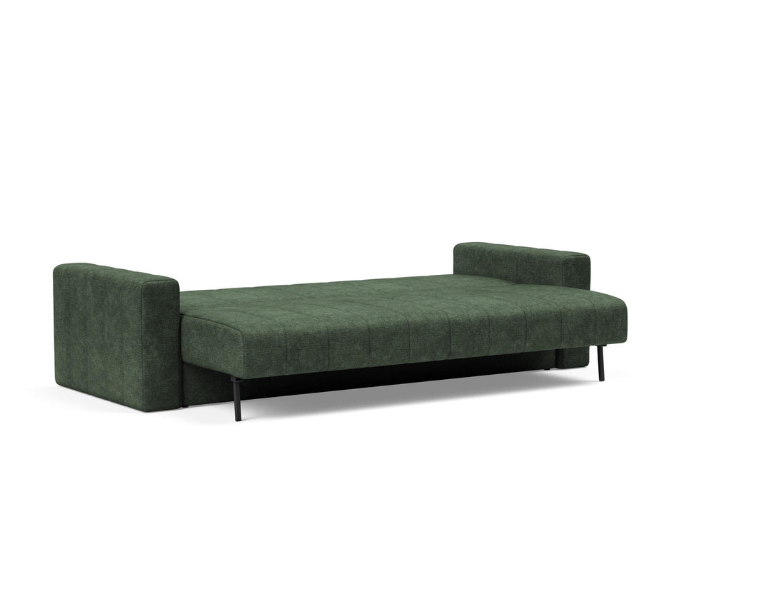 Canapea extensibila cu brate, Akello, Avella Pine Green, 140x200 cm