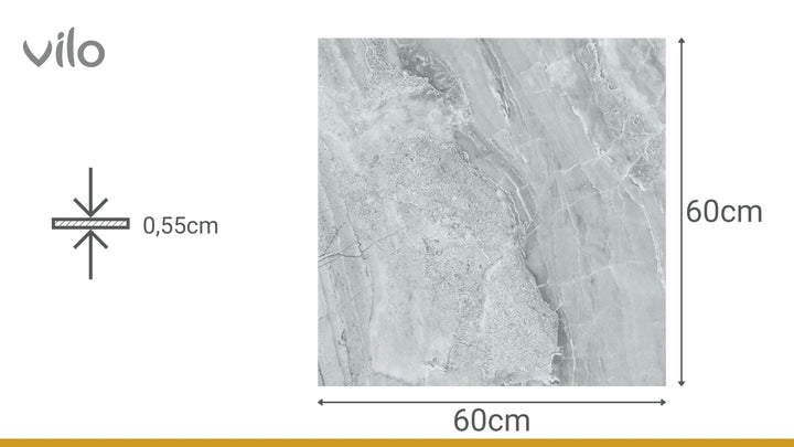 Pardoseala SPC Stone VOX 60x60 Ash Grey, 1 cutie 1.44 mp VOX Profile