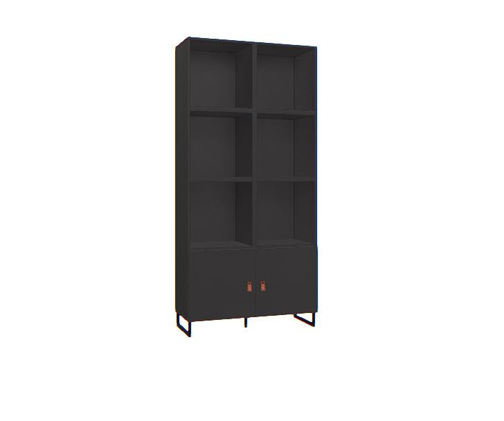 The Decorators: Biblioteca neagra cu 2 usi si 6 rafturi VOX Creative, 91x37x184 cm