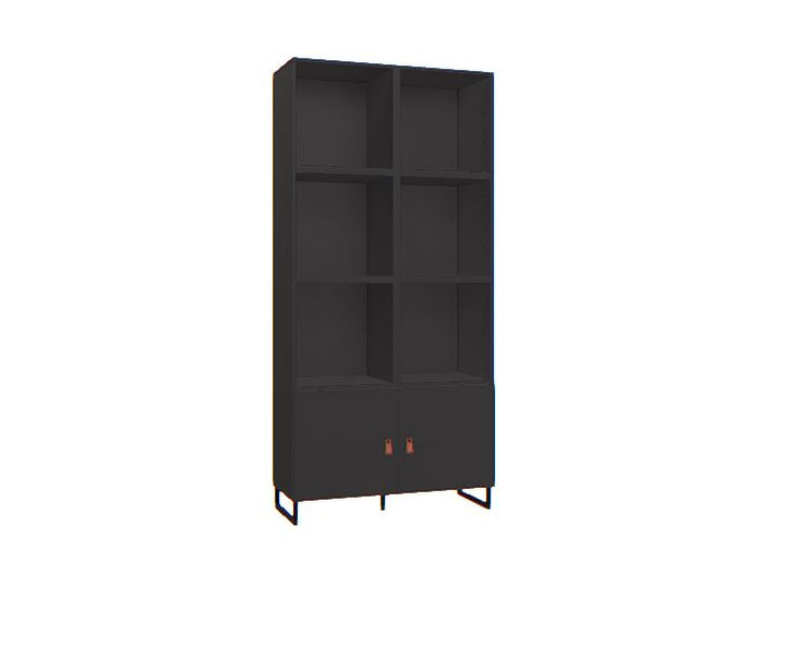 The Decorators: Biblioteca neagra cu 2 usi si 6 rafturi VOX Creative, 91x37x184 cm