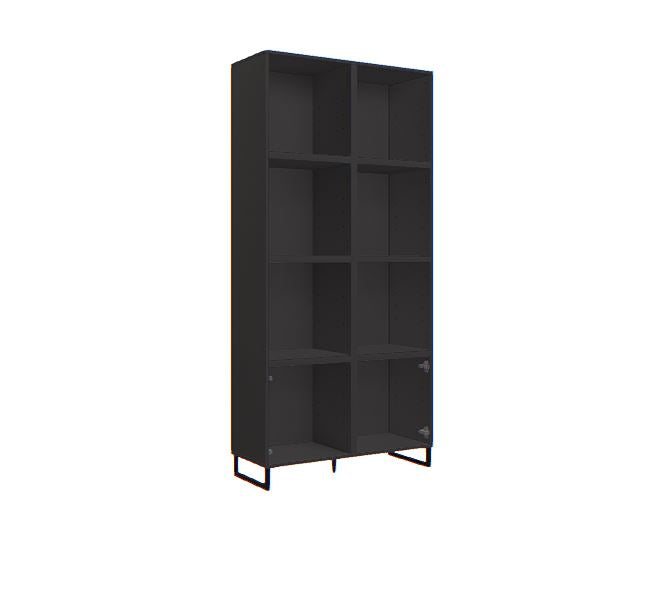 The Decorators: Biblioteca neagra cu 2 usi si 6 rafturi VOX Creative, 91x37x184 cm