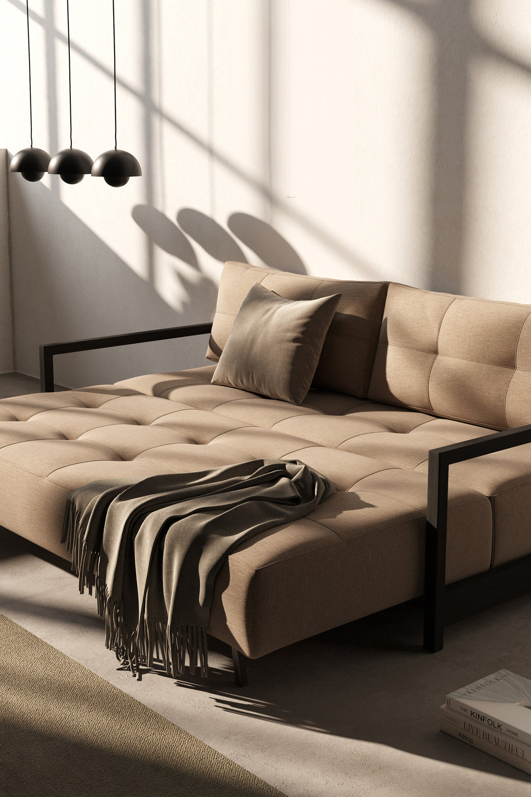 Canapea extensibilă Innovation Living Bifrost Del, tapițerie 587 Phobos Mocha - fotografie de ambianță