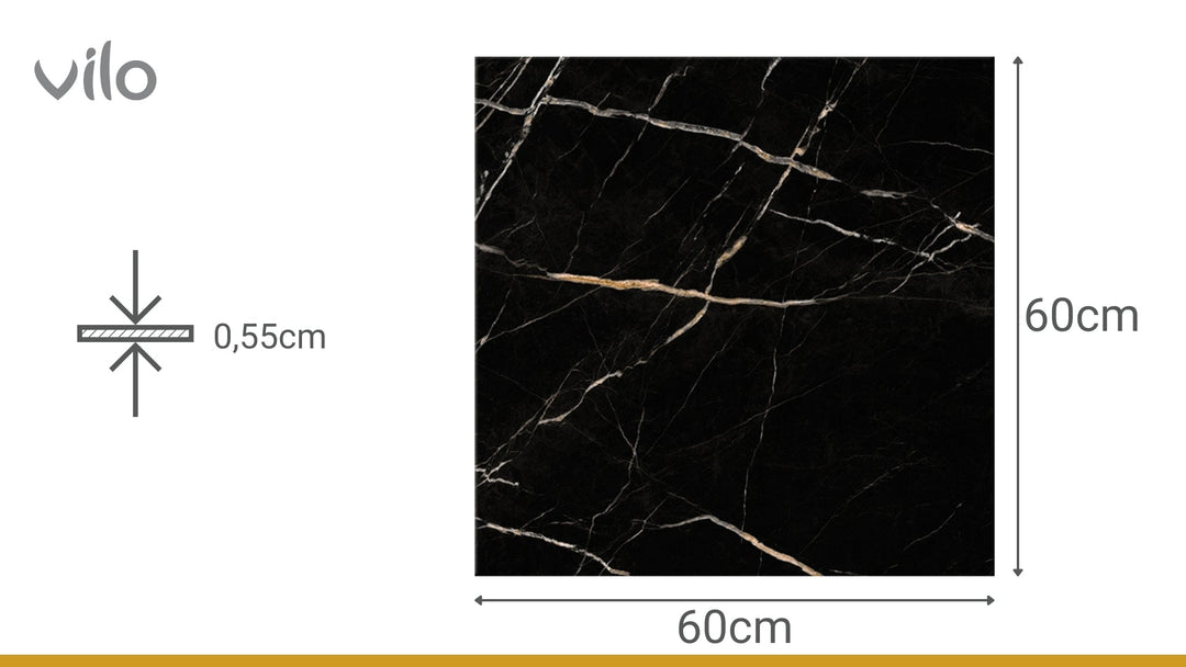 Pardoseala SPC Stone VOX 60x60 Calacatta Black, 1 cutie 1.44 mp VOX Profile
