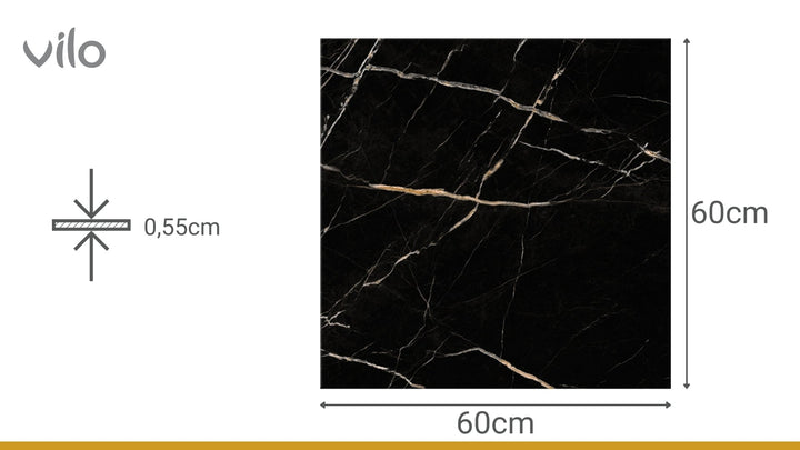 Pardoseala SPC Stone VOX 60x60 Calacatta Black, 1 cutie 1.44 mp VOX Profile