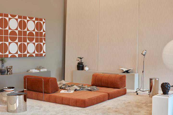 Canapea extensibila CozyPad Esina Rust Orange 208x208cm
