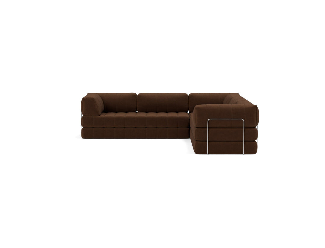 Canapea extensibila de colt CozyPad cu brate Taura Cappuccino 312x312cm