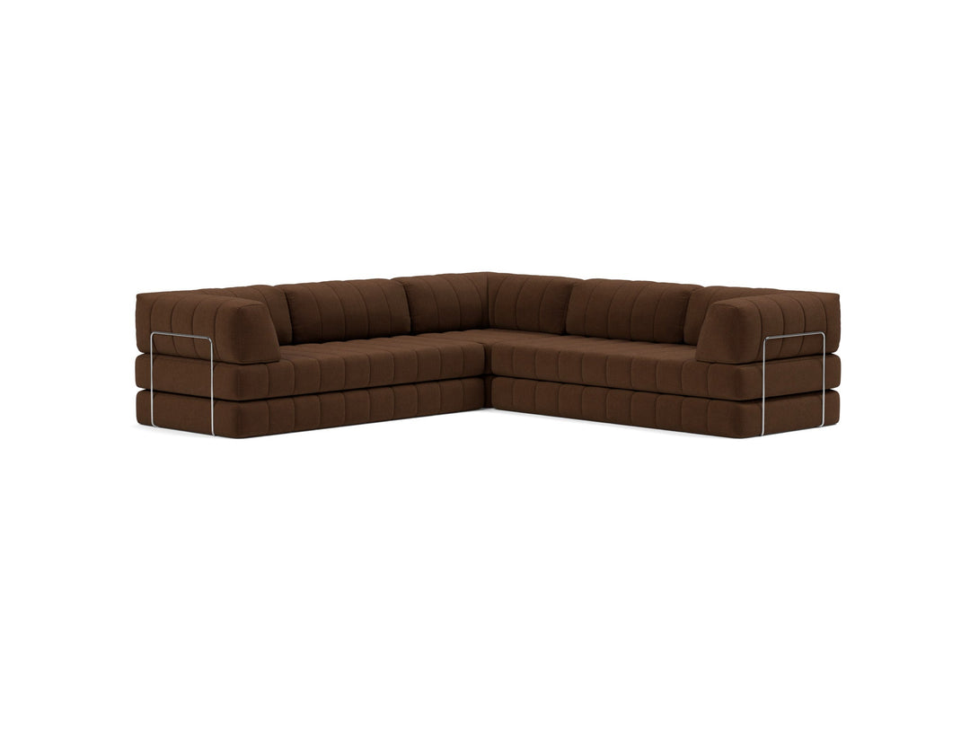 Canapea extensibila de colt CozyPad cu brate Taura Cappuccino 312x312cm