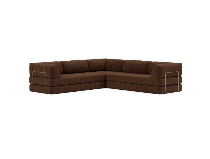 Canapea extensibila de colt CozyPad cu brate Taura Cappuccino 312x312cm