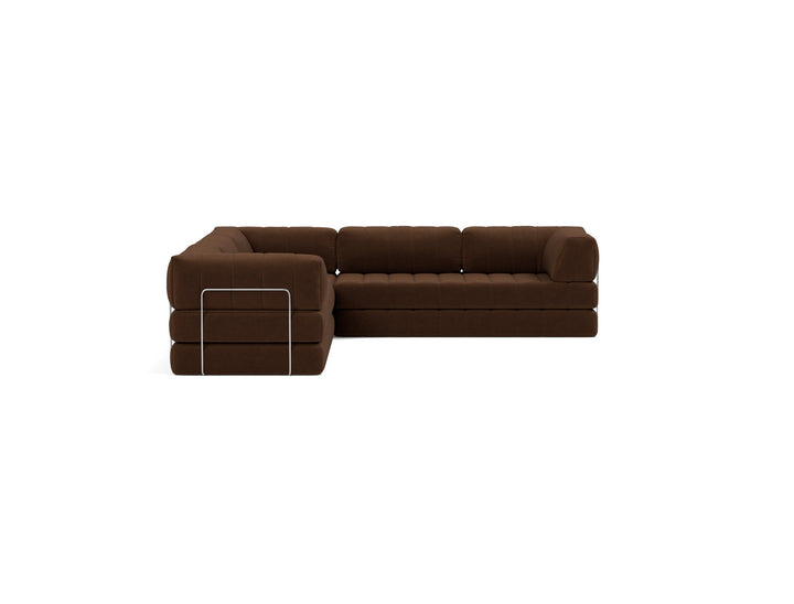 Canapea extensibila de colt CozyPad cu brate Taura Cappuccino 312x312cm