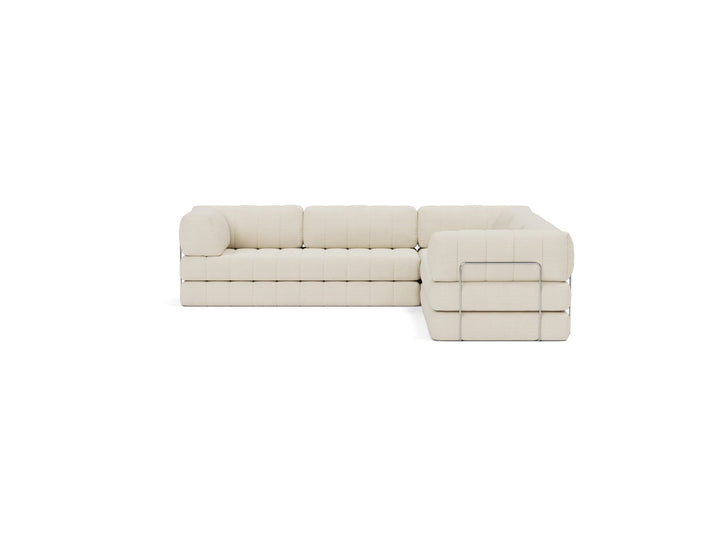 Canapea extensibila de colt CozyPad cu brate Corduroy Ivory 312x312cm