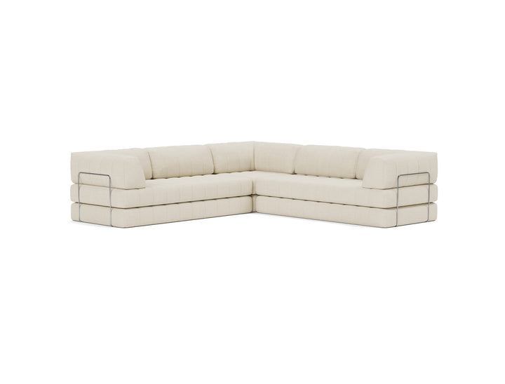 Canapea extensibila de colt CozyPad cu brate Corduroy Ivory 312x312cm