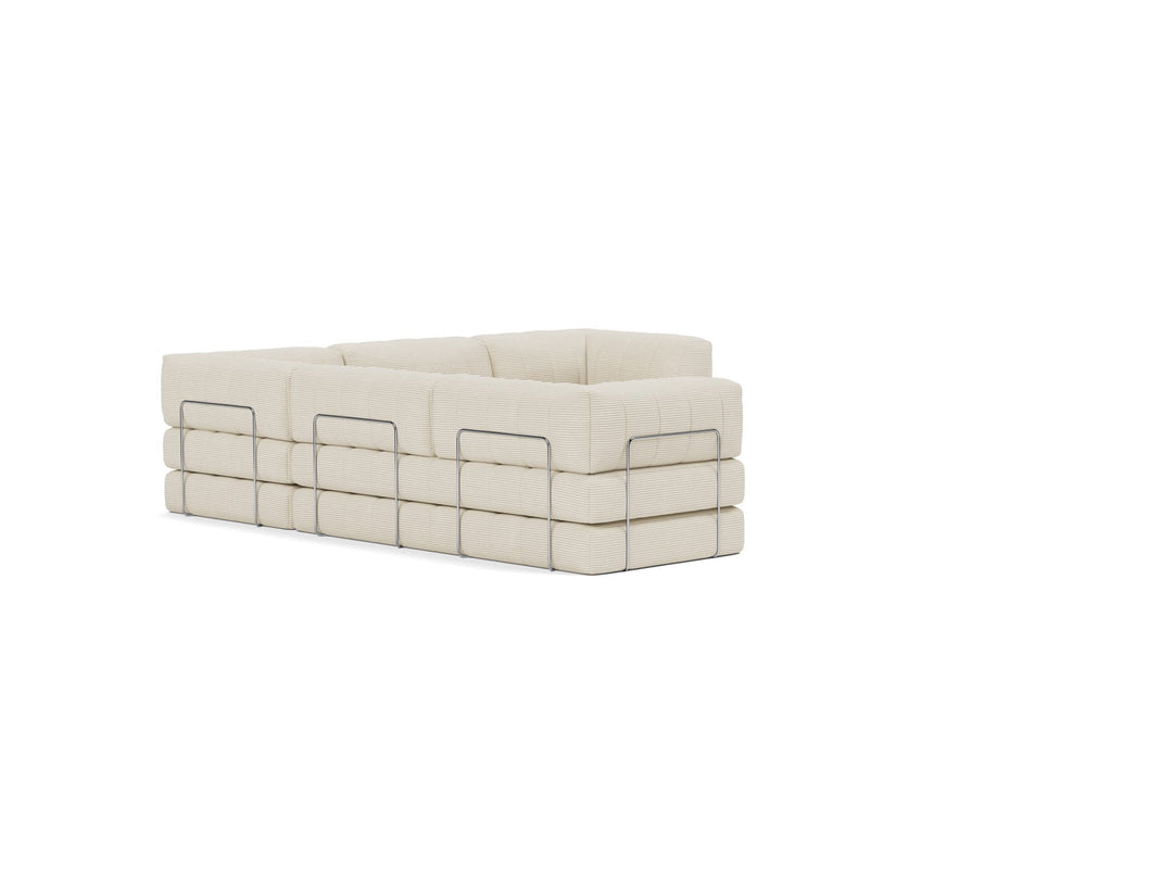 Canapea extensibila de colt CozyPad cu brate Corduroy Ivory 312x312cm