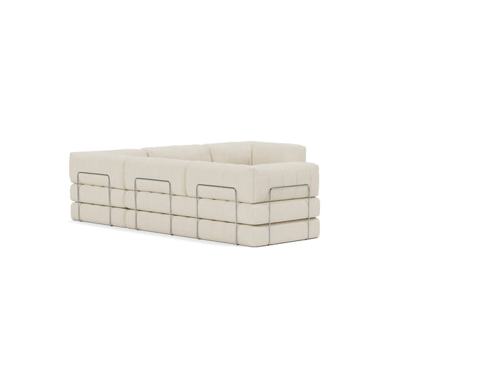 Canapea extensibila de colt CozyPad cu brate Corduroy Ivory 312x312cm