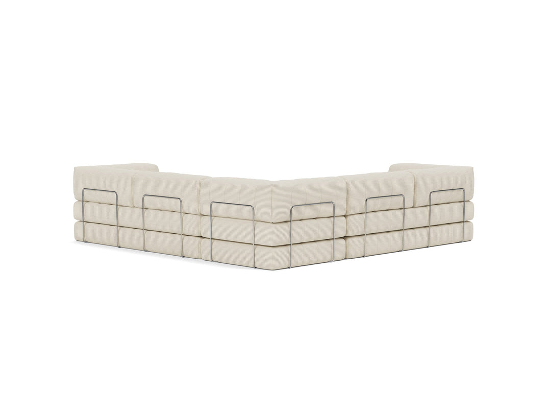 Canapea extensibila de colt CozyPad cu brate Corduroy Ivory 312x312cm