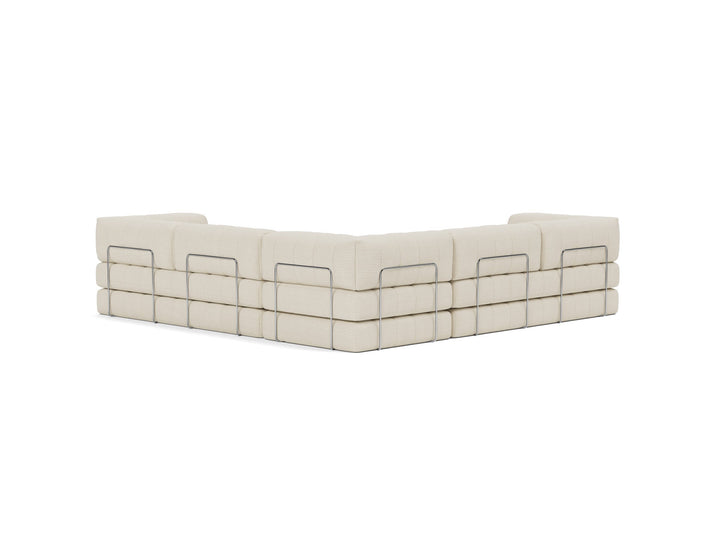 Canapea extensibila de colt CozyPad cu brate Corduroy Ivory 312x312cm