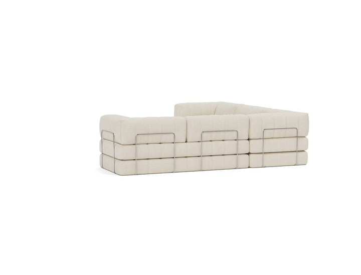 Canapea extensibila de colt CozyPad cu brate Corduroy Ivory 312x312cm