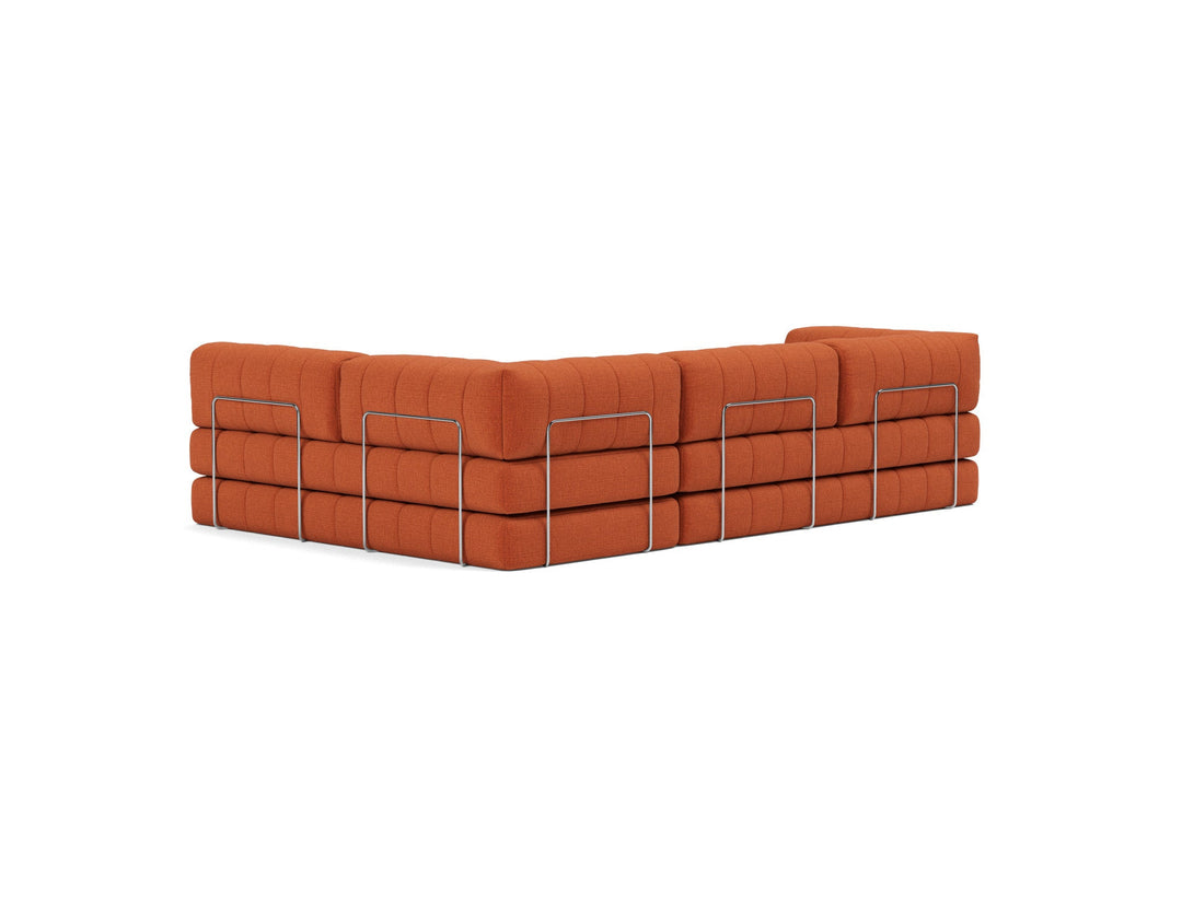 Canapea extensibila cu sezlong CozyPad L-Shape Esina Rust Orange 312x208cm