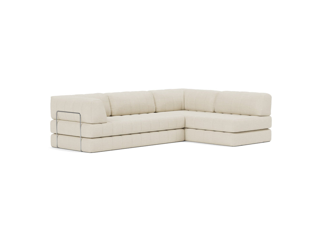 Canapea extensibila cu sezlong CozyPad L-Shape Corduroy Ivory 312x208cm