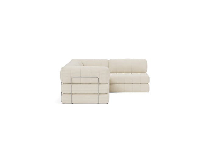 Canapea extensibila cu sezlong CozyPad L-Shape Corduroy Ivory 312x208cm