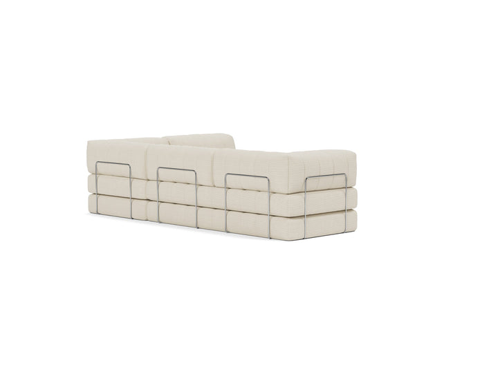 Canapea extensibila cu sezlong CozyPad L-Shape Corduroy Ivory 312x208cm
