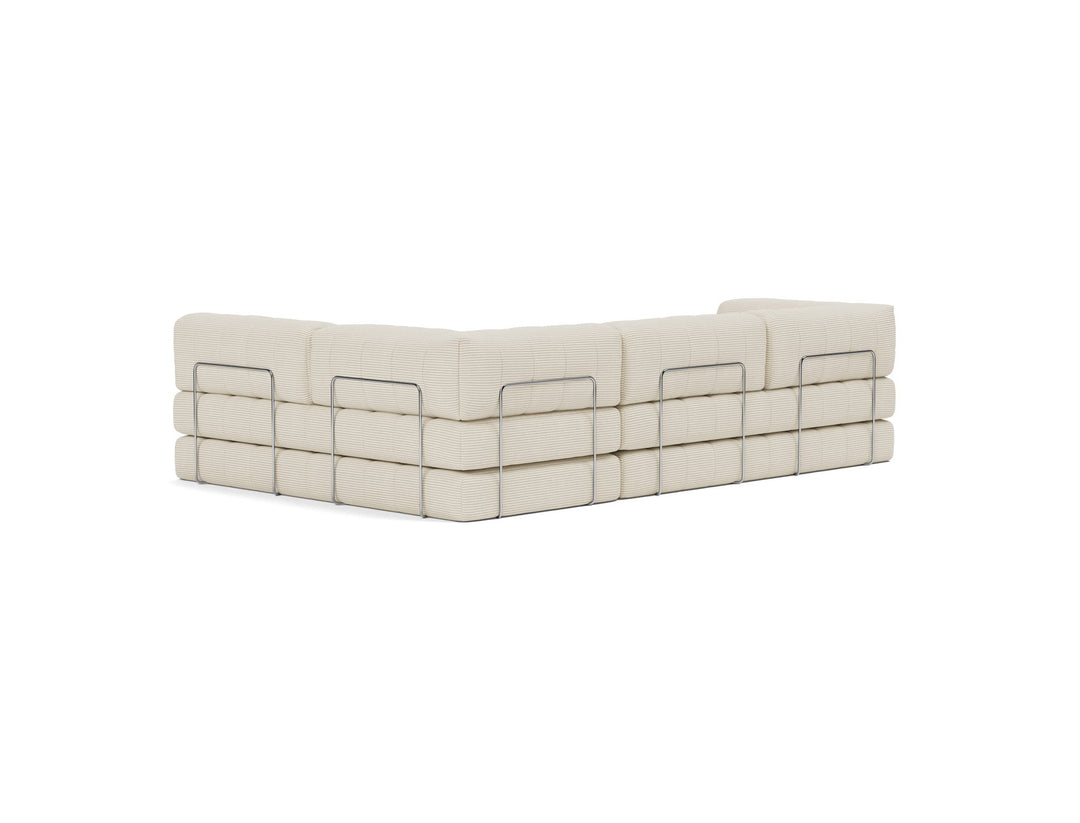 Canapea extensibila cu sezlong CozyPad L-Shape Corduroy Ivory 312x208cm