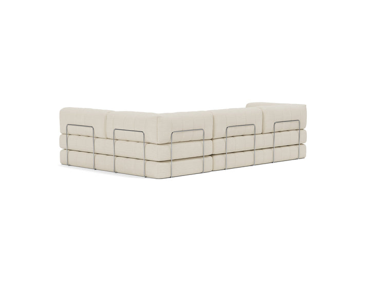 Canapea extensibila cu sezlong CozyPad L-Shape Corduroy Ivory 312x208cm