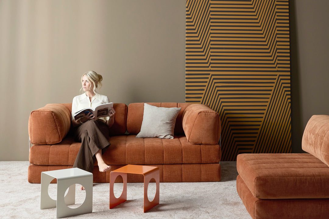 Canapea extensibila CozyPad cu brate Esina Rust Orange 208x208cm