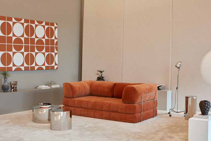 Canapea extensibila CozyPad cu brate Esina Rust Orange 208x208cm