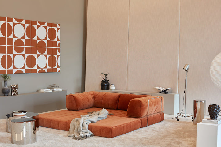 Canapea extensibila CozyPad cu brate Esina Rust Orange 208x208cm