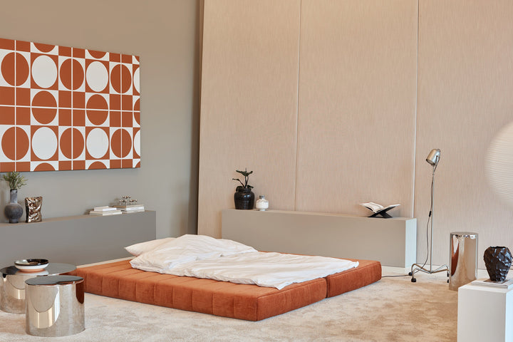 Canapea extensibila CozyPad cu brate Esina Rust Orange 208x208cm
