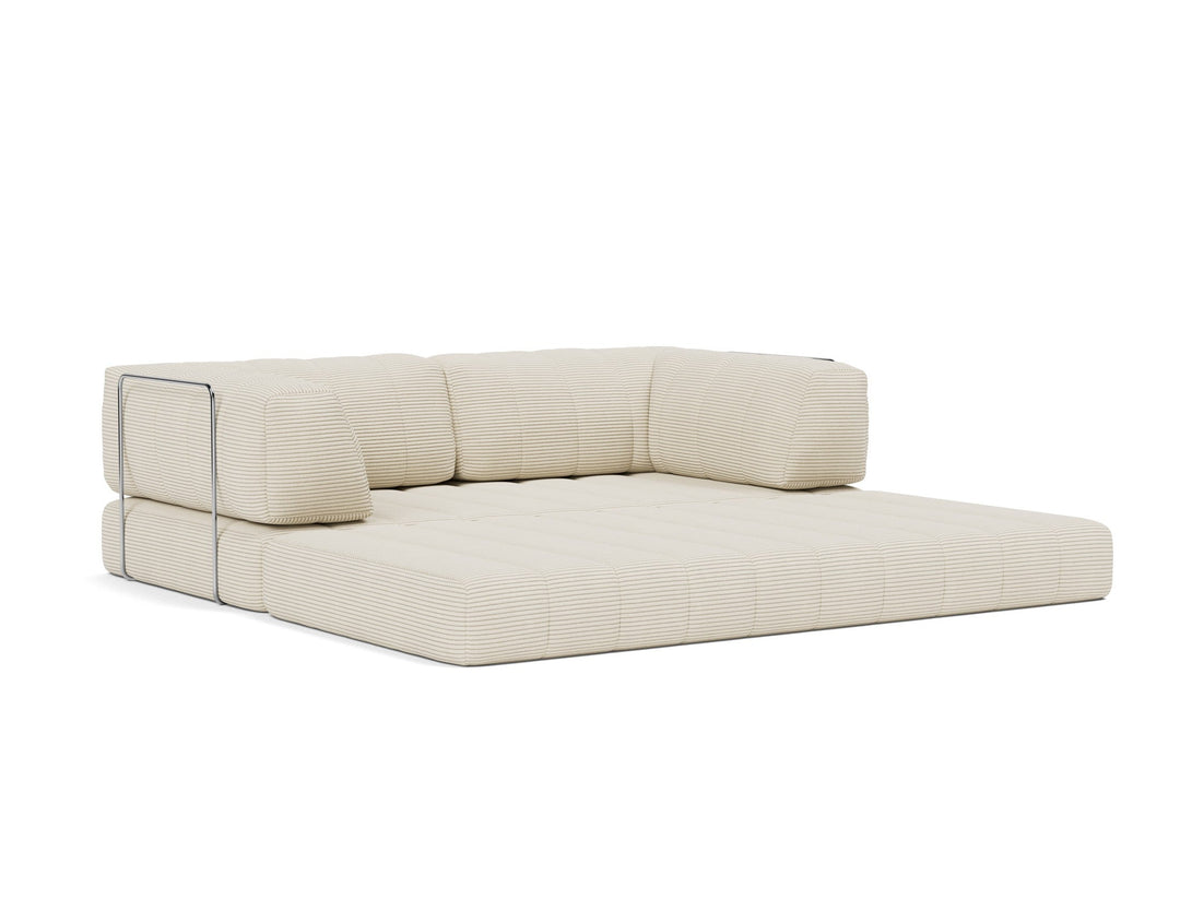 Canapea extensibila CozyPad cu brate Corduroy Ivory 208x208cm