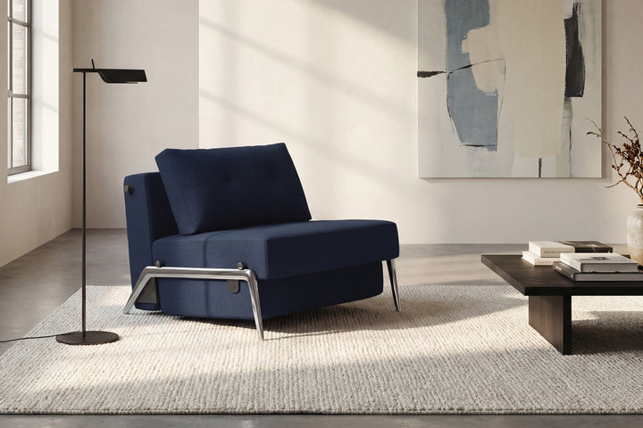 Canapea extensibilă Innovation Living Cubed Alu, tapițerie 528 Mixed Dance Blue - fotografie de ambianță