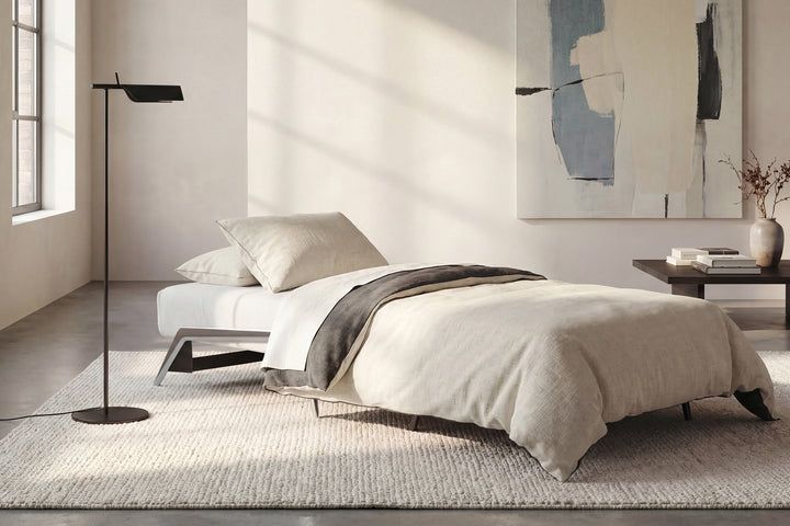 Canapea extensibilă Innovation Living Cubed Alu, tapițerie 528 Mixed Dance Blue - fotografie de ambianță
