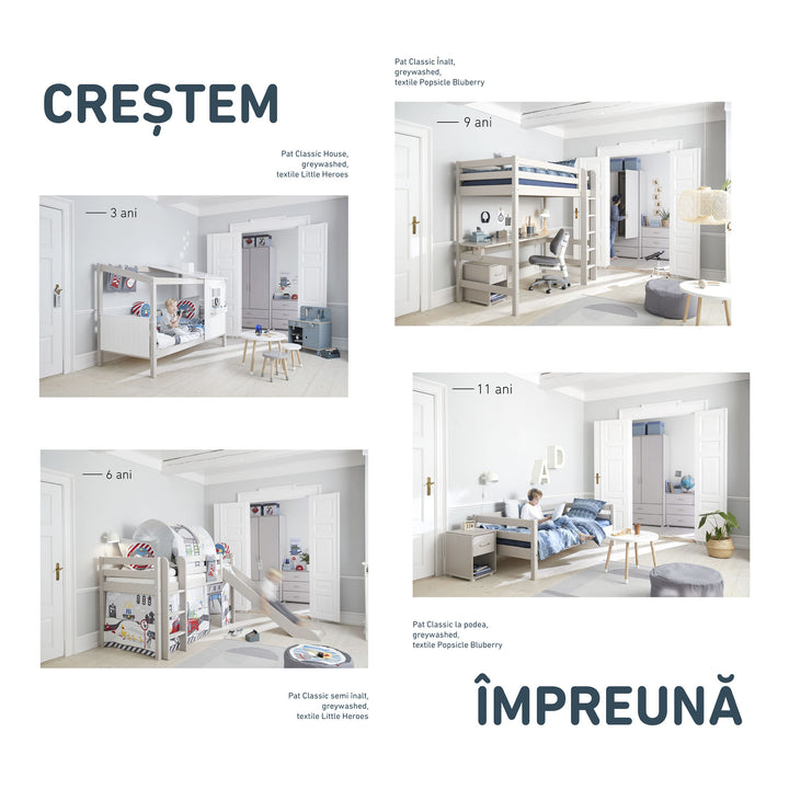 The Decorators: Paturi suprapuse inaltime 154 cm cu scara dreapta si sertare Flexa Classic 90x200 cm