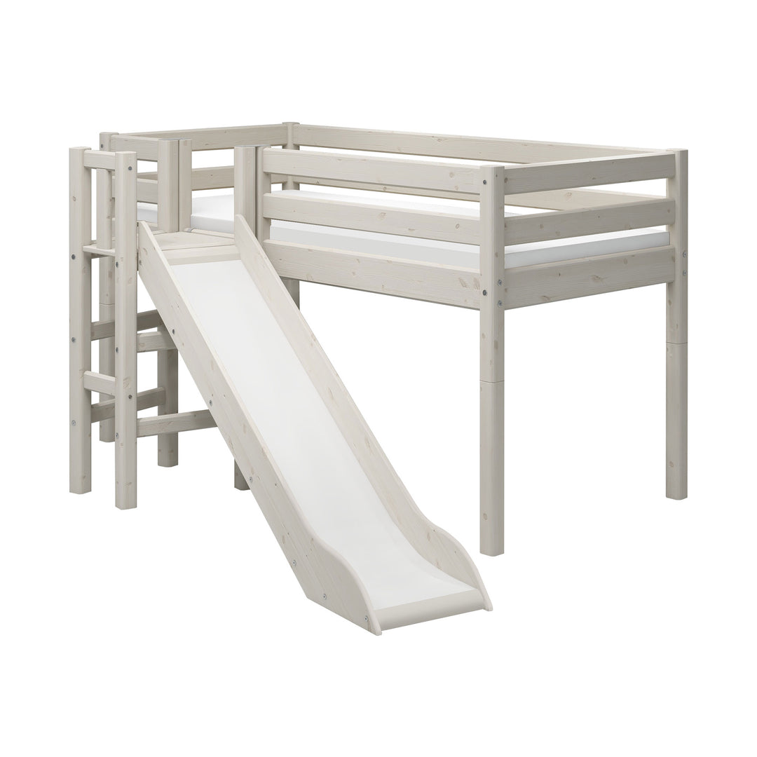 The Decorators: Pat inaltime 120 cm cu platforma si tobogan Flexa Classic 90x200 cm