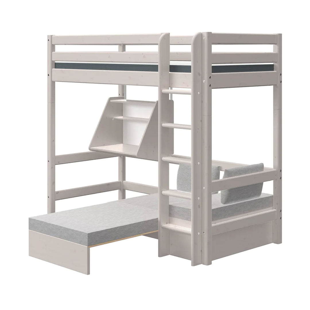 The Decorators: Pat inaltime 184 cm cu scara dreapta, birou si modul de dormit Flexa Classic 90x200 cm
