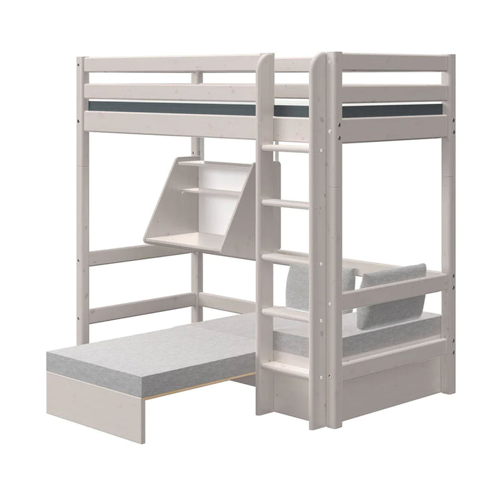 The Decorators: Pat inaltime 184 cm cu scara dreapta, birou si modul de dormit Flexa Classic 90x200 cm