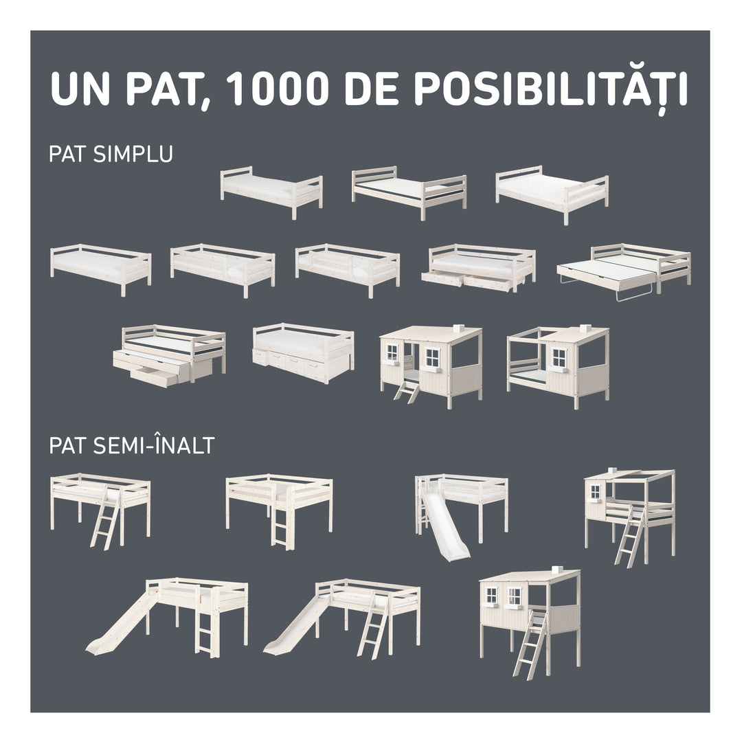 The Decorators: Pat inaltime 120 cm cu scara dreapta Flexa Classic 90x200 cm