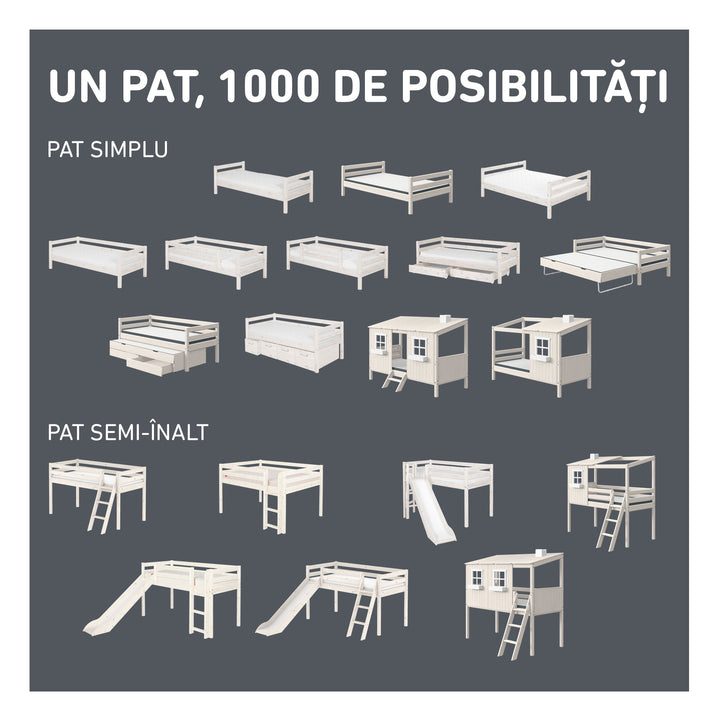 The Decorators: Pat inaltime 120 cm cu scara dreapta Flexa Classic 90x200 cm