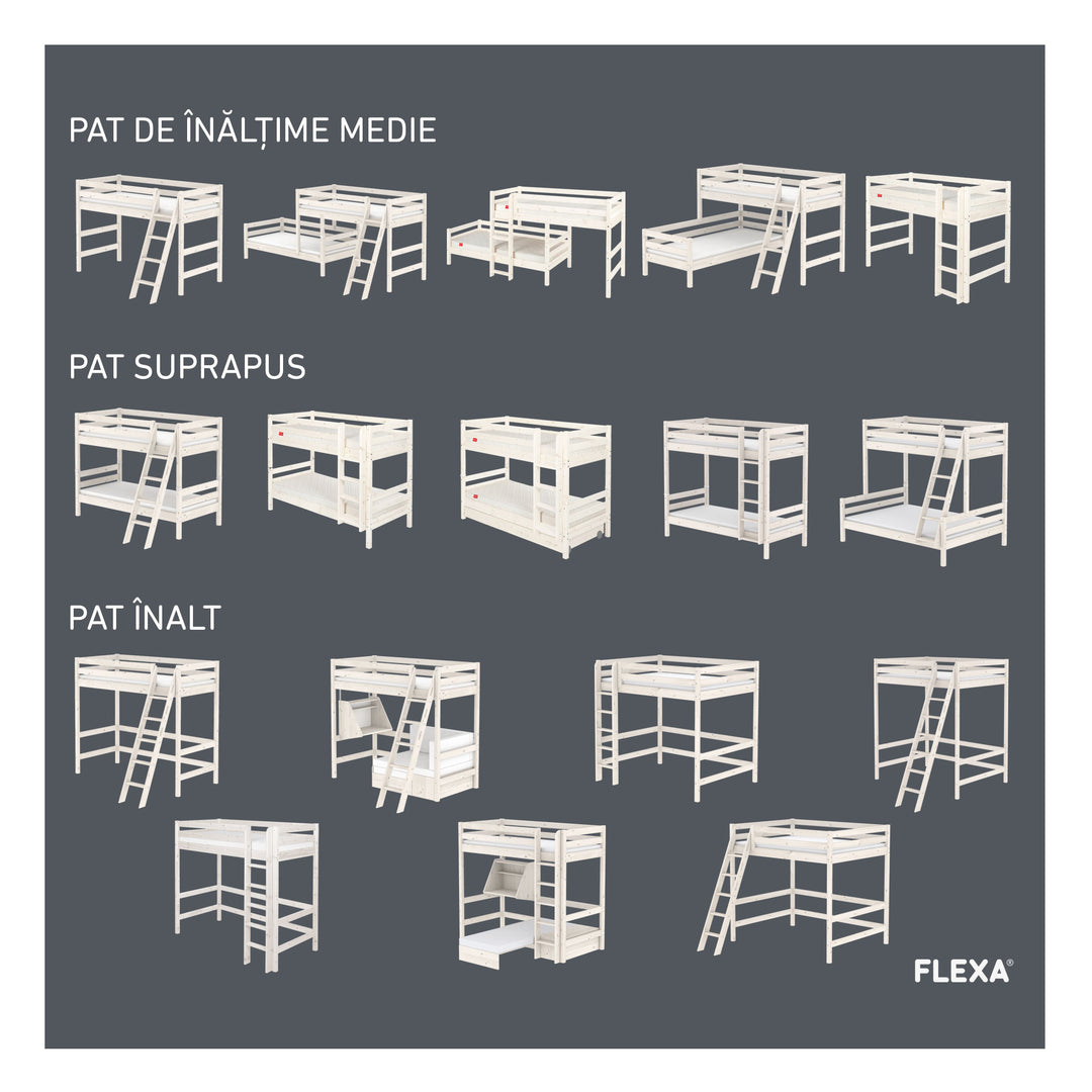 The Decorators: Pat cu extensie si doua sertare Flexa Classic 90x200 cm