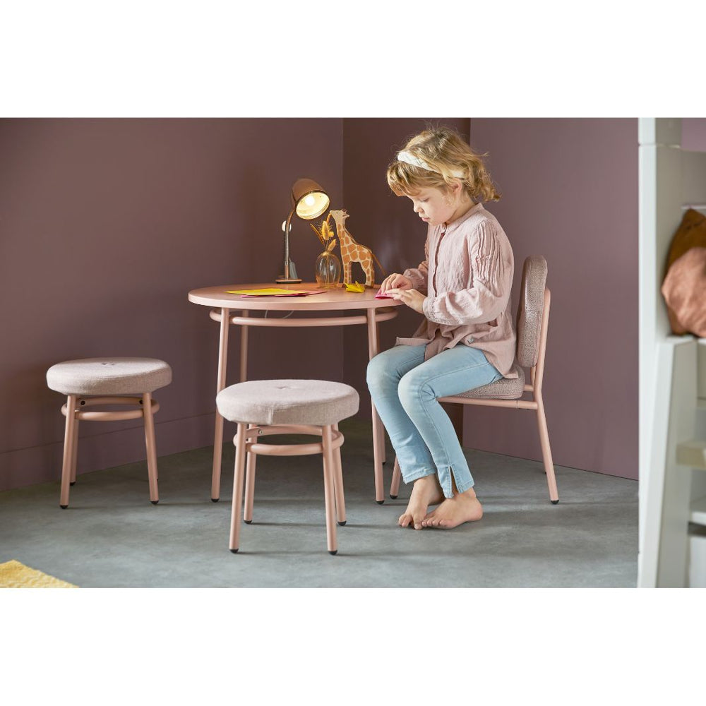 The Decorators: Taburet pentru copii, Chill, metal si textil, roz, 30xØ32 cm