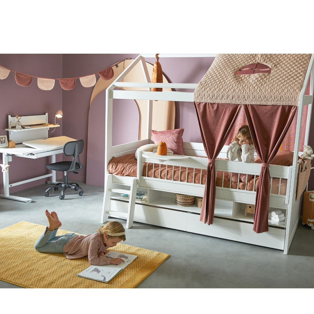 The Decorators: Baldachin pentru pat copii, Sunset Dreams, poliester si bumbac, roz, 100x246 cm